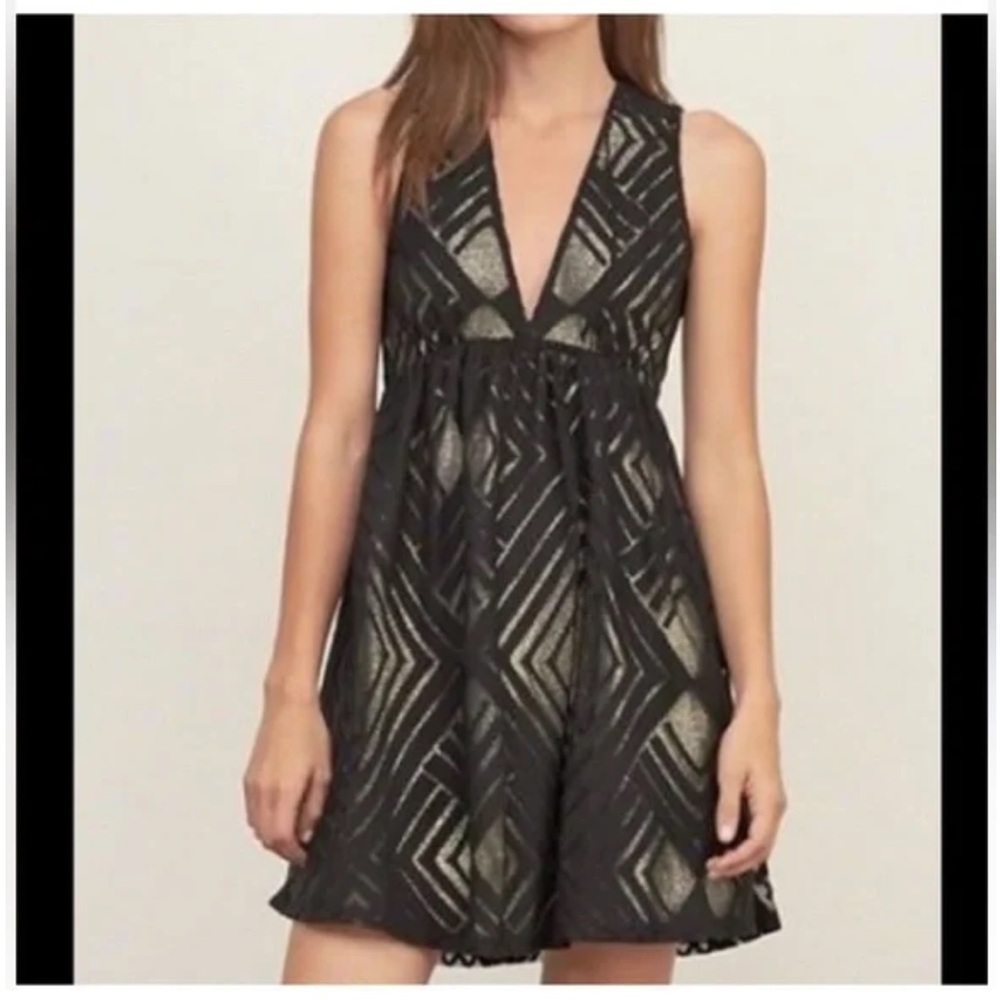 Abercrombie & Fitch black and metallic gold underlay sleeveless mini dress S